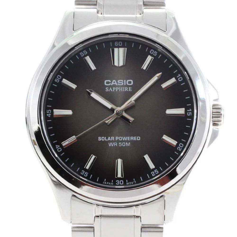 Casio Classic MTS-RS100D-1A Men's Solar Watch 47 × 41.7 × 9.5 mm, anti-reflective sapphire crystal, 50m WR, steel band
