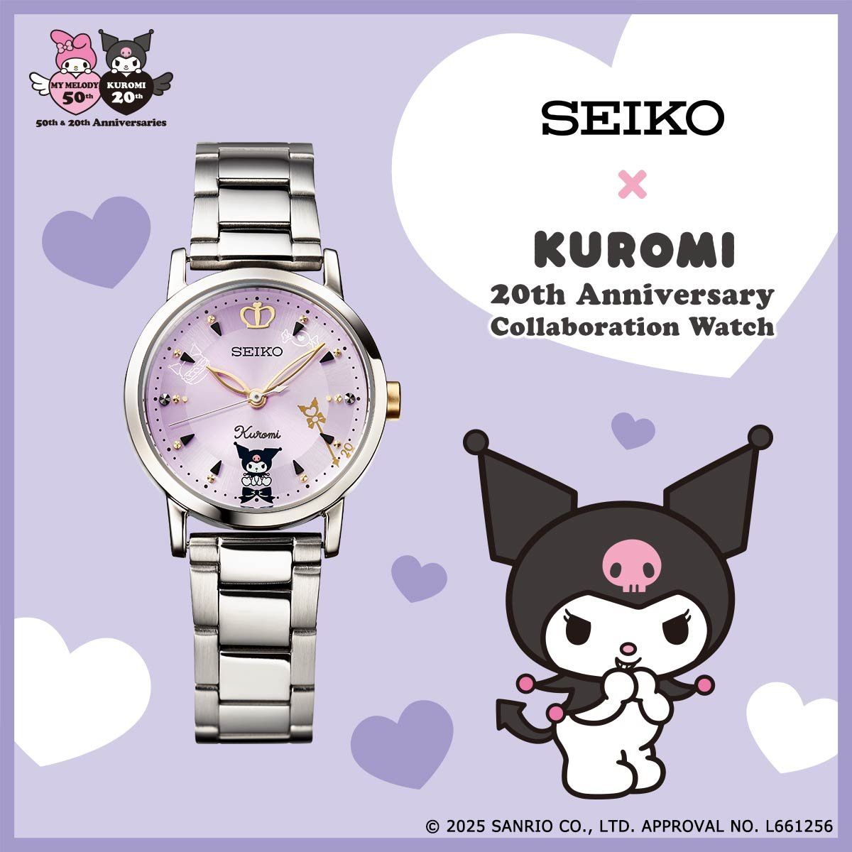 Seiko Kuromi 20th Anniversary Women's Quartz Watch, 29.1 mm, JDM, Made in Japan, 100 m WR, Steel Strap (Exclusive Japanese Market Edition)