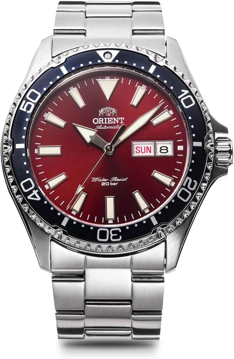 Orient Kamasu RN-AA0003R Men's Automatic Dive Watch (JDM) 41.8mm Sapphire Crystal 200m Water Resistance English-Kanji JDM Steel Strap (Japanese Domestic Market)