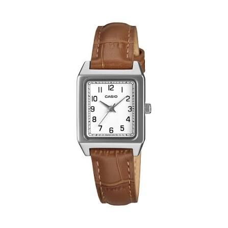 Casio LTP-B150LA-8B Women's Vintage Analog Watch – White Dial and Leather Strap