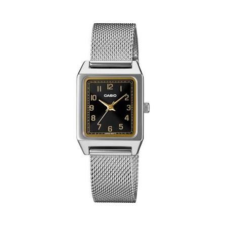 Casio LTP-B150M-1B Vintage Analog Women's Watch with Black Dial and Steel Strap