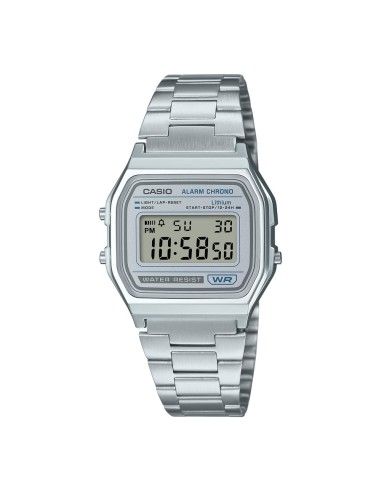 Casio A158WEA-7 Silver Digital Watch for Kids, Women, and Men – Alarm &amp; LED Light