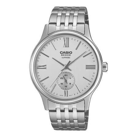 Casio BMS-100D-7A Men's Watch – Stainless Steel Strap and white Dial