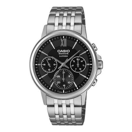 Casio BMS-300D-1A – Reloj Hombre Analógico de Acero Inoxidable Plateado