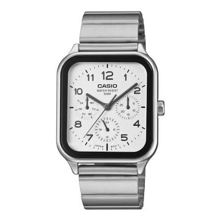 Casio Men's Watch MTP-M306D-7A Moon Phase, Silver-Tone Steel Strap, Blue Dial
