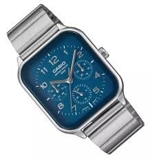 Casio Men's Watch MTP-M306D-2A Moon Phase, Silver-Tone Steel Strap, Blue Dial