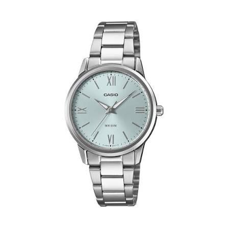 Casio Women's Watch LTP-1303DD-2A Analog Silver-Tone Steel Strap Blue Dial