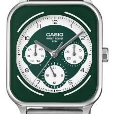Casio Square Panda Men's Chronograph Watch MTP-M307D-3B 44.5 × 34 × 9.4 mm 50m Water Resistance Steel Strap
