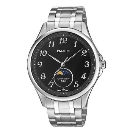 Casio Sun &amp; Moon Men's Quartz Watch MTP-M110D-1A 48.4 × 42.5 × 9.6 mm Steel Strap 50m Water Resistance