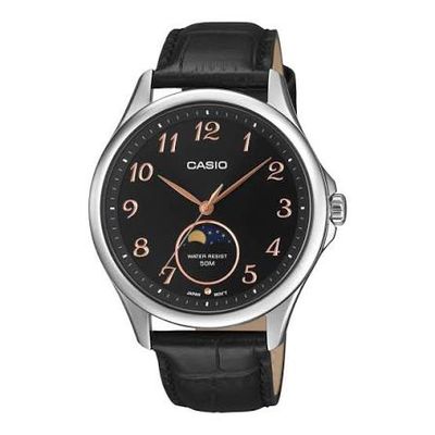 Casio Men's MTP-M110L-1A Analog Square Watch with Black Leather Strap