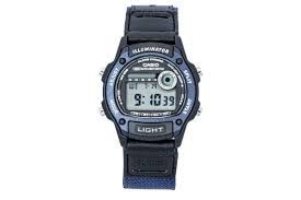 Casio Sports Field W-220HF-2AV Men's Digital Watch, 43 × 36.6 × 10.9 mm, auto-light, fabric strap