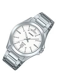 Casio Men's Watch MTP-1370D-7A3 Analog, Silver Steel Strap, Blue Dial