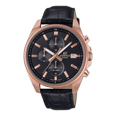 Casio Edifice Men's Watch EFV-610ECL-1A Chronograph Black Leather Strap