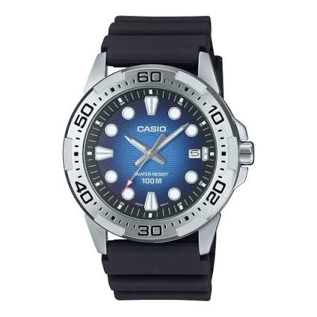 Casio Men's MTD-140-2A Sports Watch – Black Resin, Blue Dial, 100M