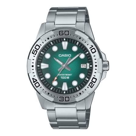 Casio Men's MTD-140D-3ASports Watch, Silver Steel Strap,
