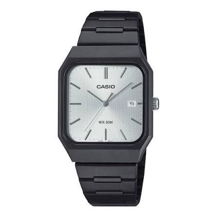 Casio Men's Watch MTP-B185B-7A Analog, Black Steel Strap, Silver Dial