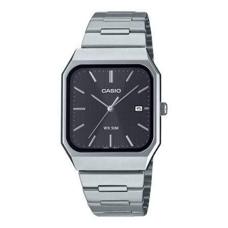 Casio MTP-B185D-1AV Analog Stainless Steel Quartz Watch with Black Dial