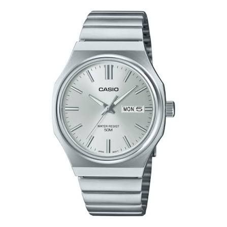 Casio Men's Watch MTP-E735D-7A Analog, Silver Steel Strap, Silver Dial