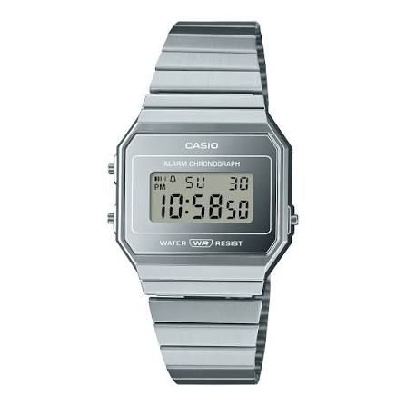 Casio Vintage A700WEV-7A Ultra-Slim Digital Watch – Silver-Tone Steel Milanese Mesh Strap