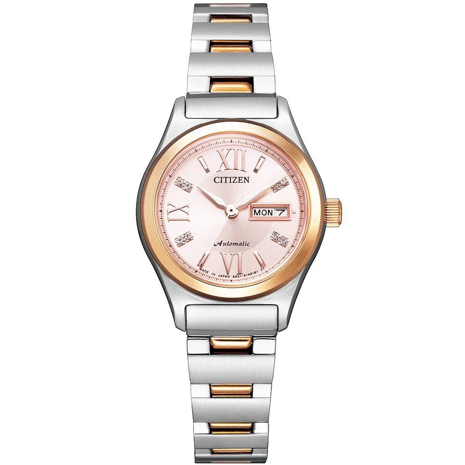 Citizen Collection PD7166-54W JDM 27mm Women's Automatic Watch, Made in Japan, Sapphire Crystal, 100m Water Resistant, Steel Strap, JDM (Japanese Domestic Market)