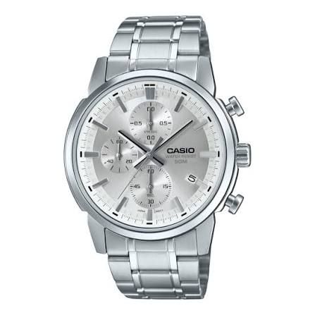Casio men's chronograph watch MTP-E510D-7A 42mm 50m WR steel strap