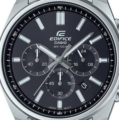 Casio Edifice Men's Watch EFV-650D-1A Chronograph, Silver Steel Bracelet, Black Dial, 100M