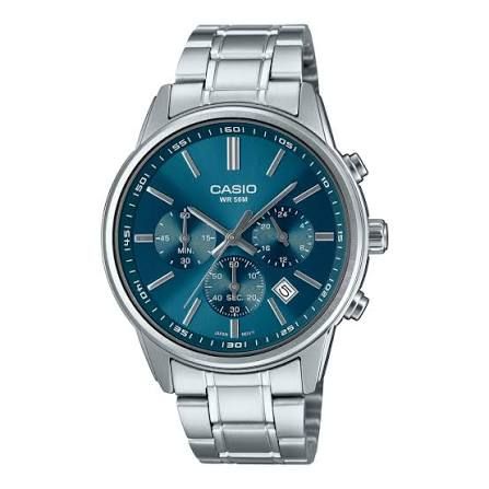 Casio MTP-E515D-2A1 41mm 50m WR steel strap chronograph sport watch