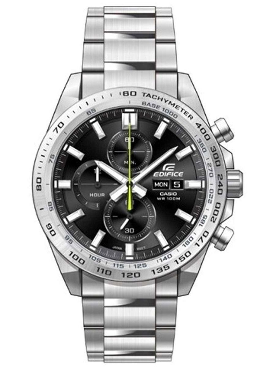 Casio Edifice Men's Watch EFR-574D-1A Chronograph, Silver Steel Bracelet, Black Dial, 100M