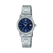Casio Women's Analog Watch LTP-V002D-2B3 – Steel Strap, Blue Dial, Arabic Numerals, Date