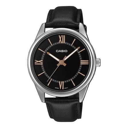 Casio MTP-V005L-1B5 men's analog watch with black leather strap