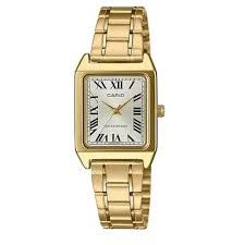 Casio LTP-V007G-9B classic women's quartz watch; gold-tone steel case and strap; 31 × 22 × 7.5 mm.