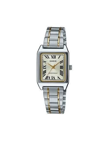 Casio LTP-V007SG-9B Rectangular Watch – Two-Tone Stainless Steel Strap