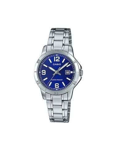 CASIO Analog Watch LTP-V004D-2B, Stainless Steel Strap, Water-Resistant
