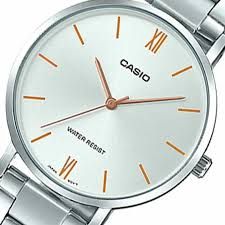 Casio MTP-VT01D-7B analog quartz watch with stainless steel strap