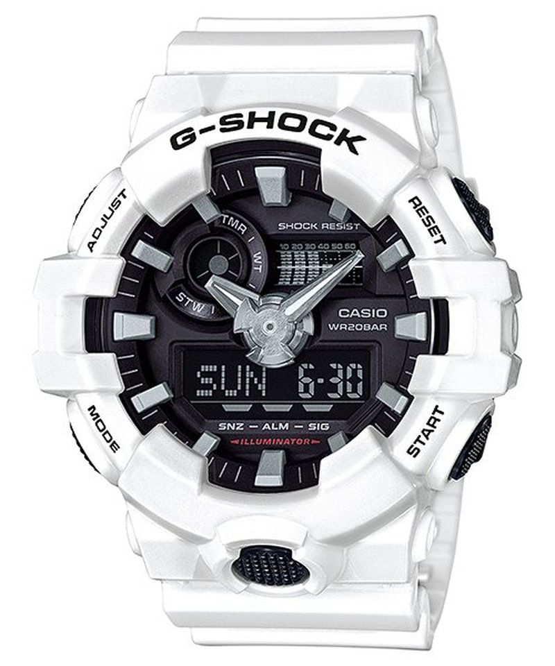 Casio G-Shock GA-700-7A Men's Sports Watch 57.5 × 53.4 × 18.4 mm 200m WR Shock-Resistant World Time Super Illuminator