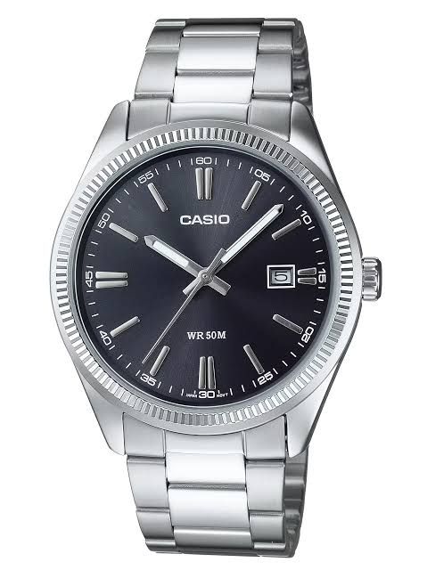 Original Casio UTP-1302PD-1AV Men's Elegant Stainless Steel Watch with Black Dial