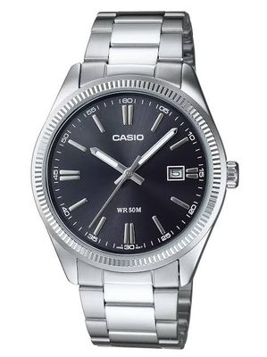 Original Casio UTP-1302PD-1AV Men's Elegant Stainless Steel Watch with Black Dial