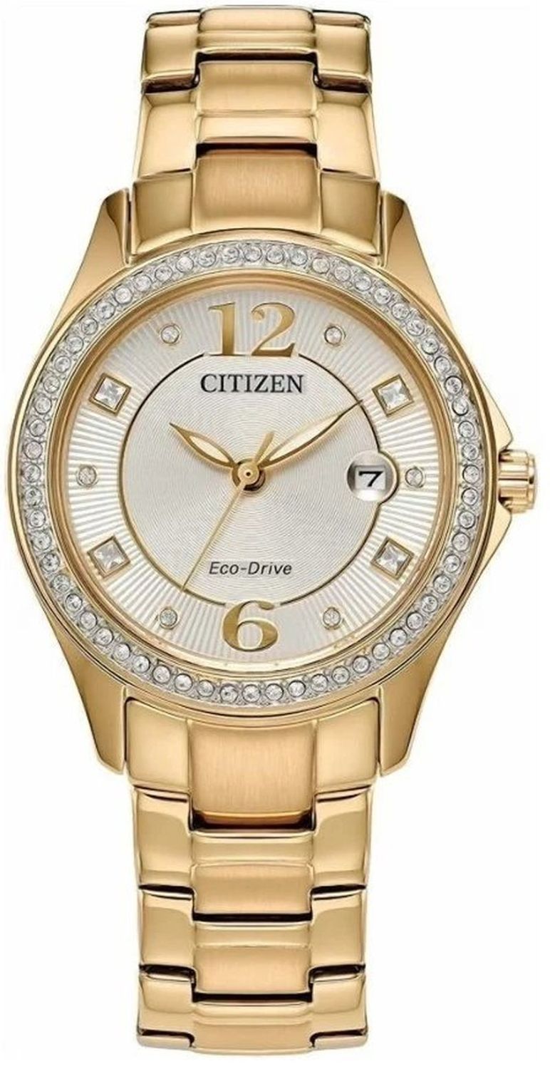 Citizen Eco-Drive Crystal Women's Solar Watch FE1147-79P 30mm 50m WR 73grs Steel Strap Eco-Drive Movement (powered by solar energy or light)