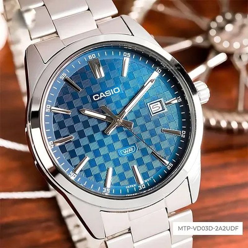 Casio Classic MTP-VD03D-2A2 Men's Classic Quartz Watch, 41mm, 50m Water Resistance, Steel Strap