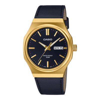 Casio Classic Men's Quartz Watch MTP-E735GL-1A 44.5 × 37.5 × 8.4 mm, 47 grams, leather strap