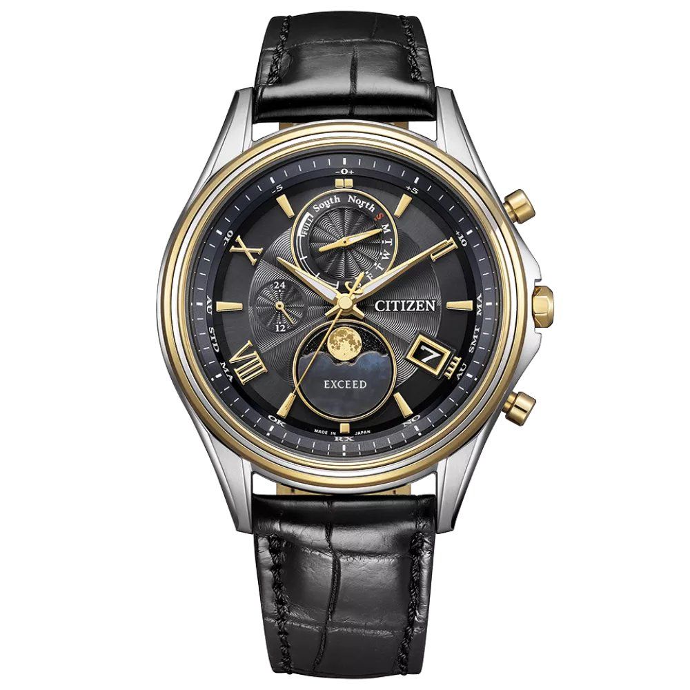 Citizen Exceed Moon Phase “Mid-Autumn Moon” BY1025-17E Limited Edition 41mm JDM Radio-Controlled Titanium Solar Watch with Anti-Reflective Sapphire Crystal and Alligator Leather Strap, Made in Japan (JDM—Japanese Domestic Market)