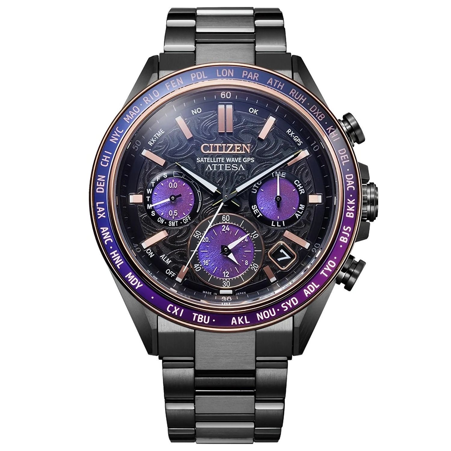 CITIZEN ATTESA CC4085-81Z 44.6MM JDM Solar-Powered Titanium GPS Watch Made in Japan Eco-Drive GPS Satellite Timekeeping 50th Anniversary Limited Edition Power of Purple Aurora Titanium Strap and Case JDM (Japanese Domestic Market)