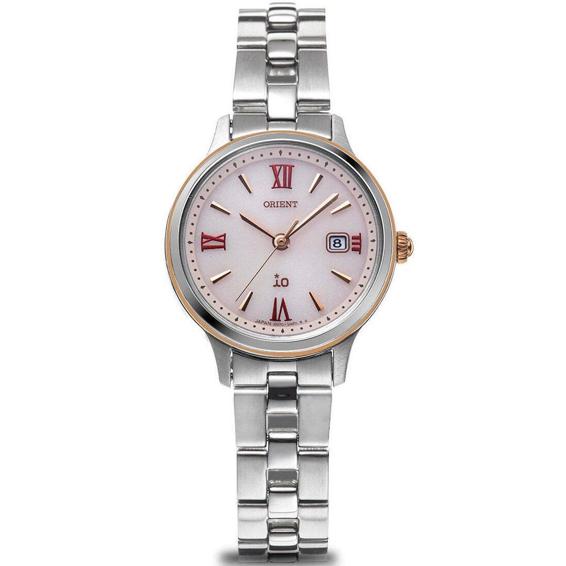 ORIENT IO RN-WG0006P Women's Solar Watch, 27.6 mm, 50 m water resistance, sapphire crystal, steel band, made in Japan (JDM—Japanese domestic market)