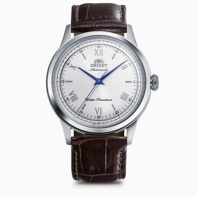 Orient Bambino Roman Silver Men's Automatic Watch RN-BB0002S JDM , 38.4 mm, Cal. F6724, leather strap Japan Domestic Market