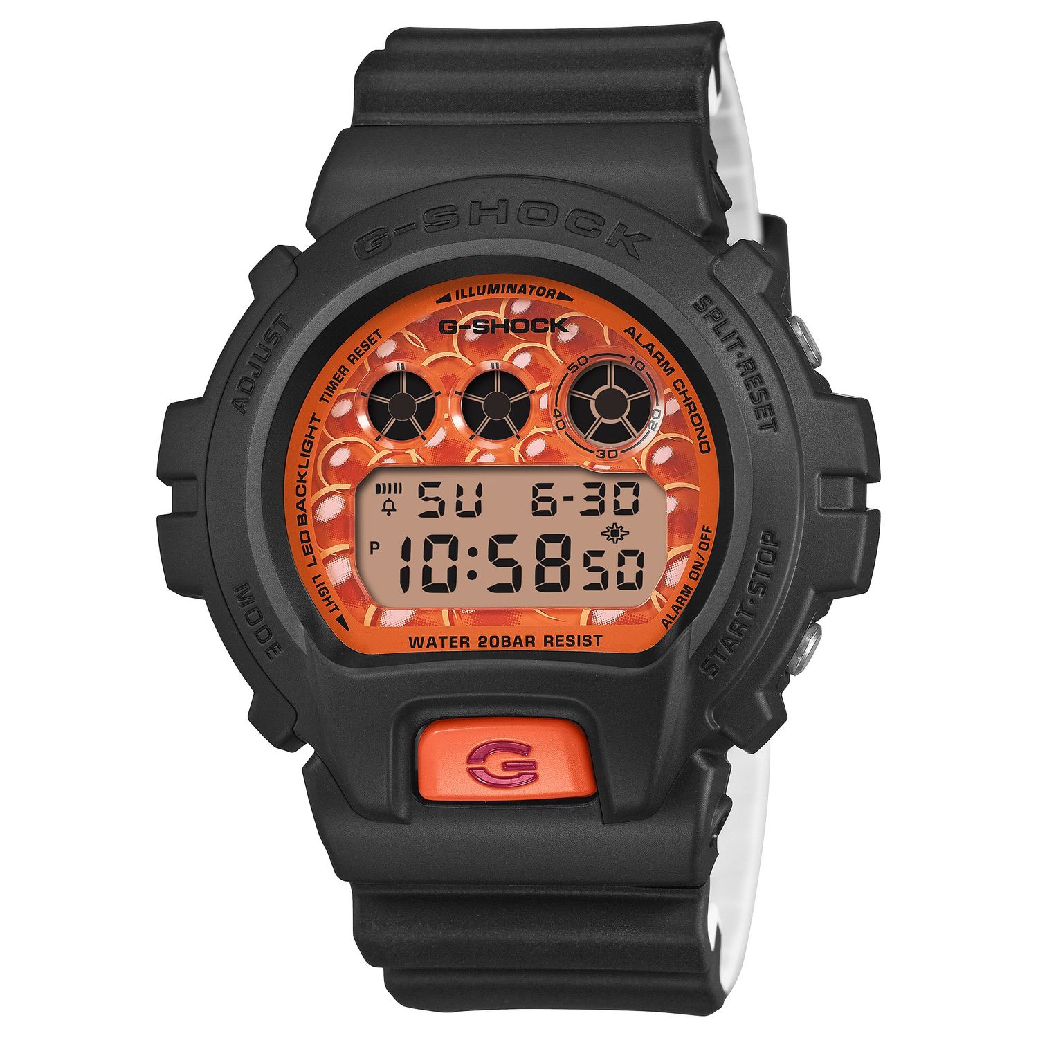 Casio G-Shock Sushi Gunkan Maki DW-6900SSH-1JR JDM Special Edition Men's Sports Watch, 53.2 × 50 × 18.7 mm, Made in Japan, Shock-Resistant, 200m Water-Resistant