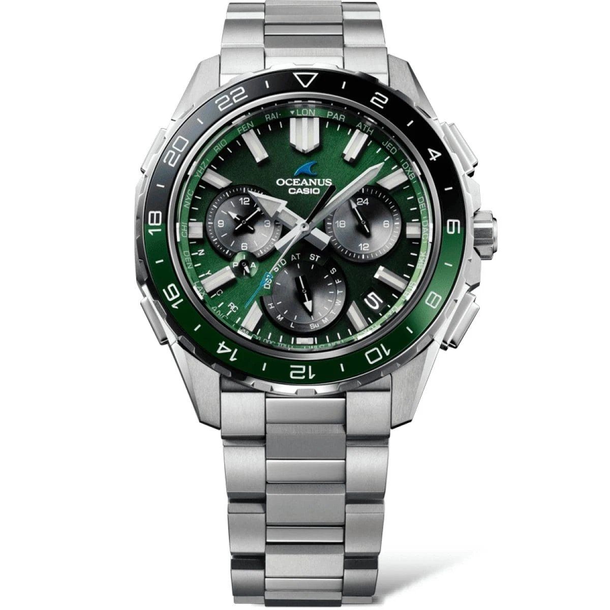 Casio Oceanus Cachalot OCW-P3000-3AJF JDM Men's Radio-Controlled Titanium Bluetooth Solar Watch, 42.9 mm, 100 m WR, Sapphire Crystal, 100 m WR, Zaratsu Finish, Made in Japan, Neobrite, JDM (Japanese Domestic Market)