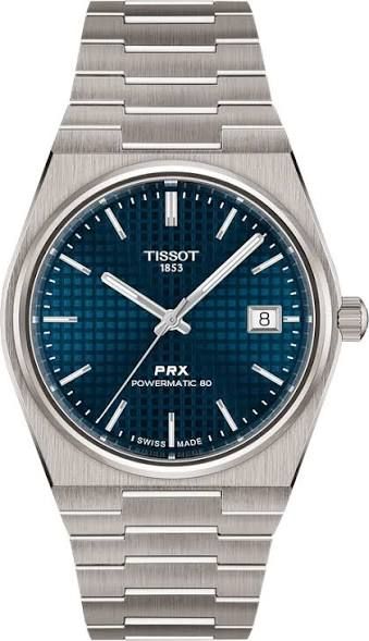 Tissot PRX T137.807.44.041.00 Men's Automatic Watch, 38 mm, Titanium, Blue Dial