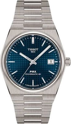 Tissot PRX T137.807.44.041.00 Men's Automatic Watch, 38 mm, Titanium, Blue Dial
