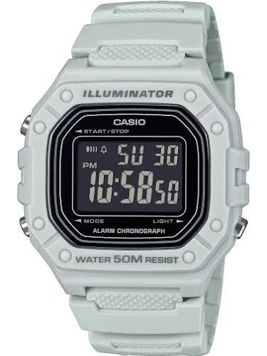 Reloj CASIO digital unisex W-218h-8b correa resina 50m water resist - alarma - luz