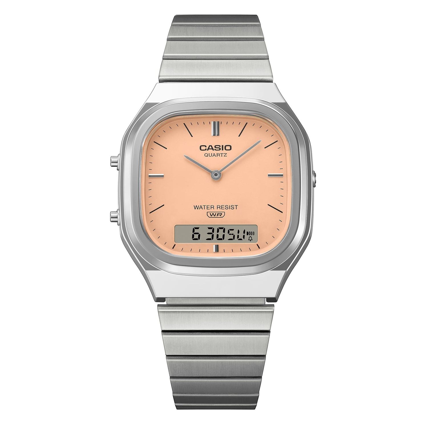 Casio Edgy AQ-240E-4A unisex analog-digital watch, 40.9 × 35.8 × 8.1 mm, with an adjustable steel strap